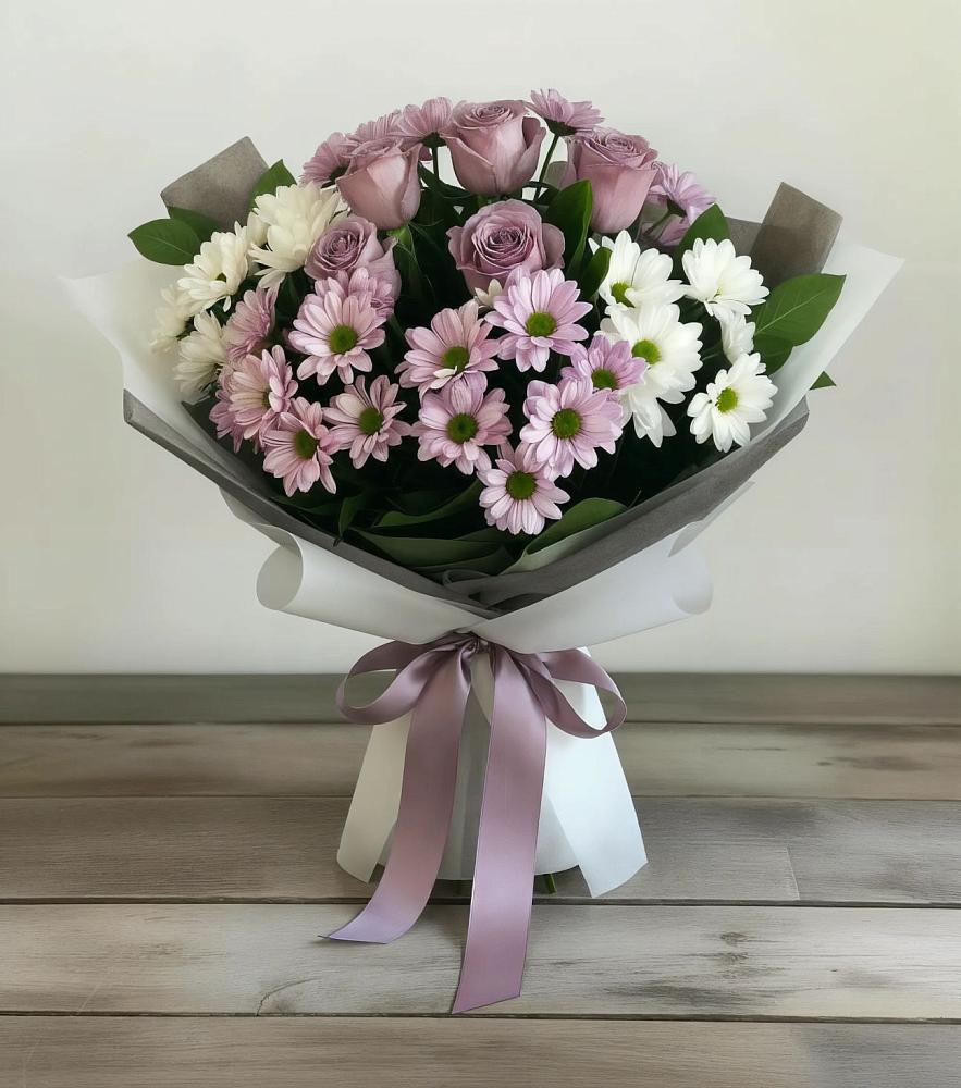 Букет цветов из: Хризантемы и Розы в Инсаре