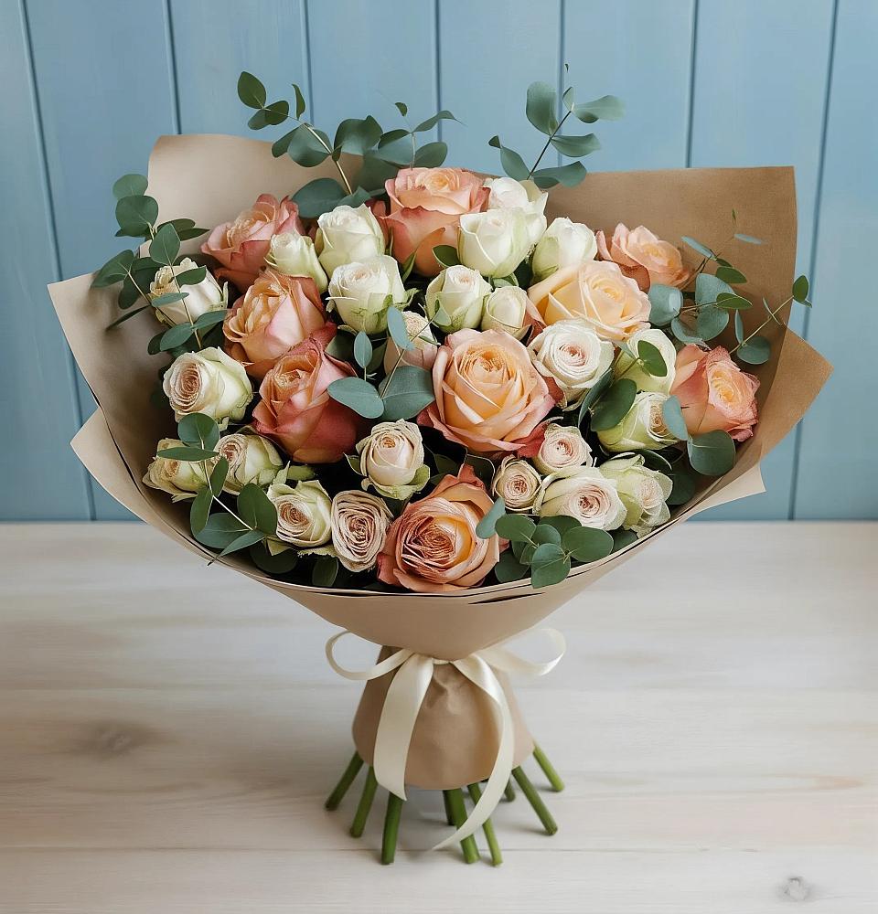 Букет цветов из: Альстромерии и Розы в Инсаре