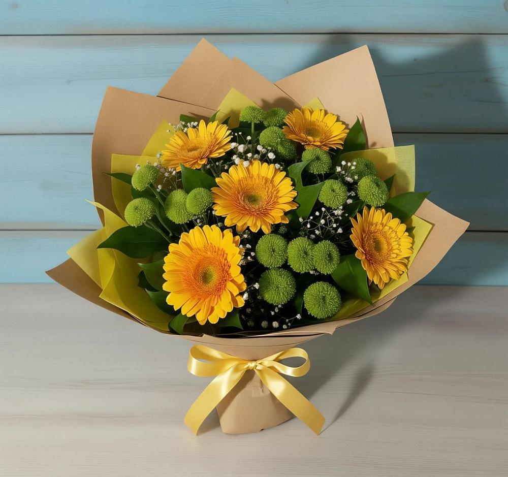 Букет цветов из: Герберы и Хризантемы в Инсаре