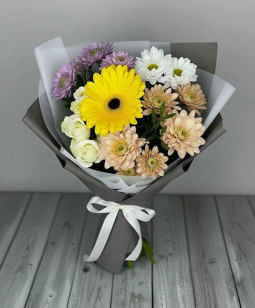 Букет цветов из: Розы, Герберы и Хризантемы в Инсаре