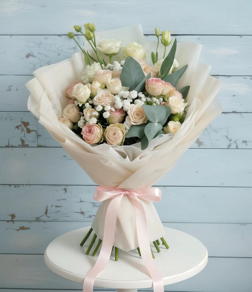 Букет цветов из: Розы и Лизиантусы в Инсаре