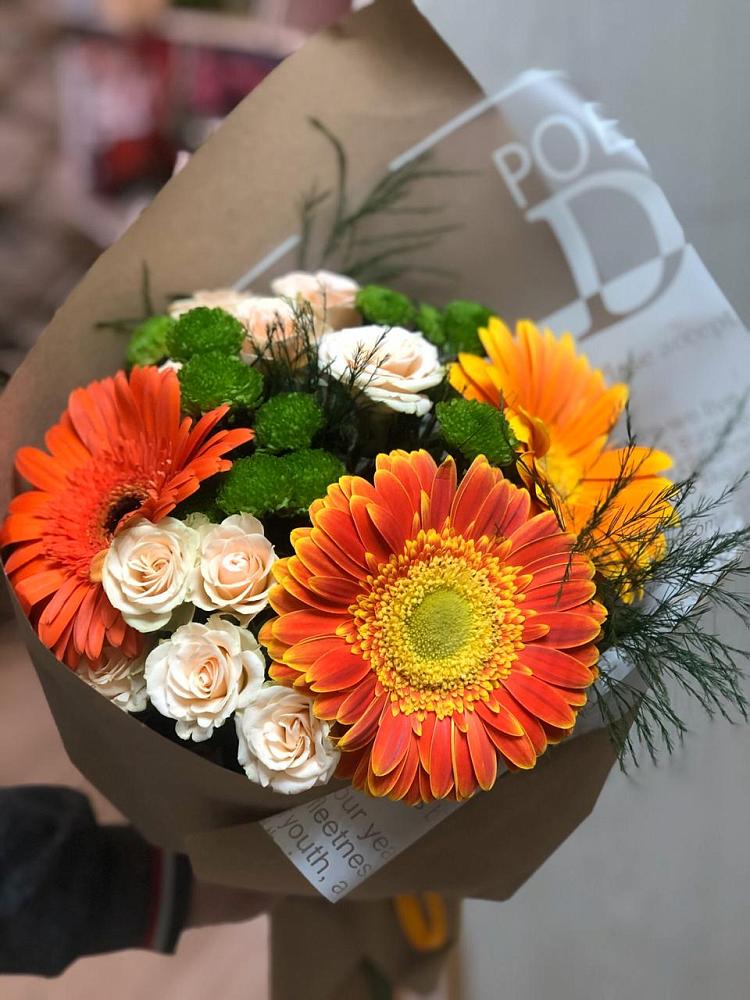 Букет цветов из: Герберы, Хризантемы и Розы в Инсаре