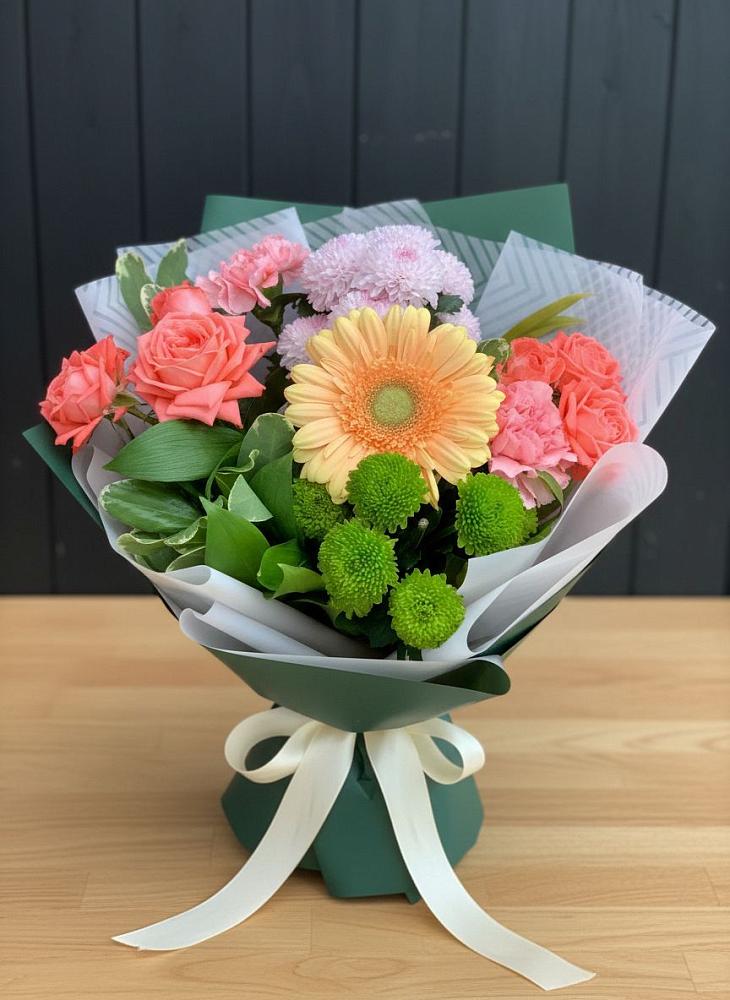 Букет цветов из: Гвоздики, Розы, Герберы и Хризантемы в Инсаре