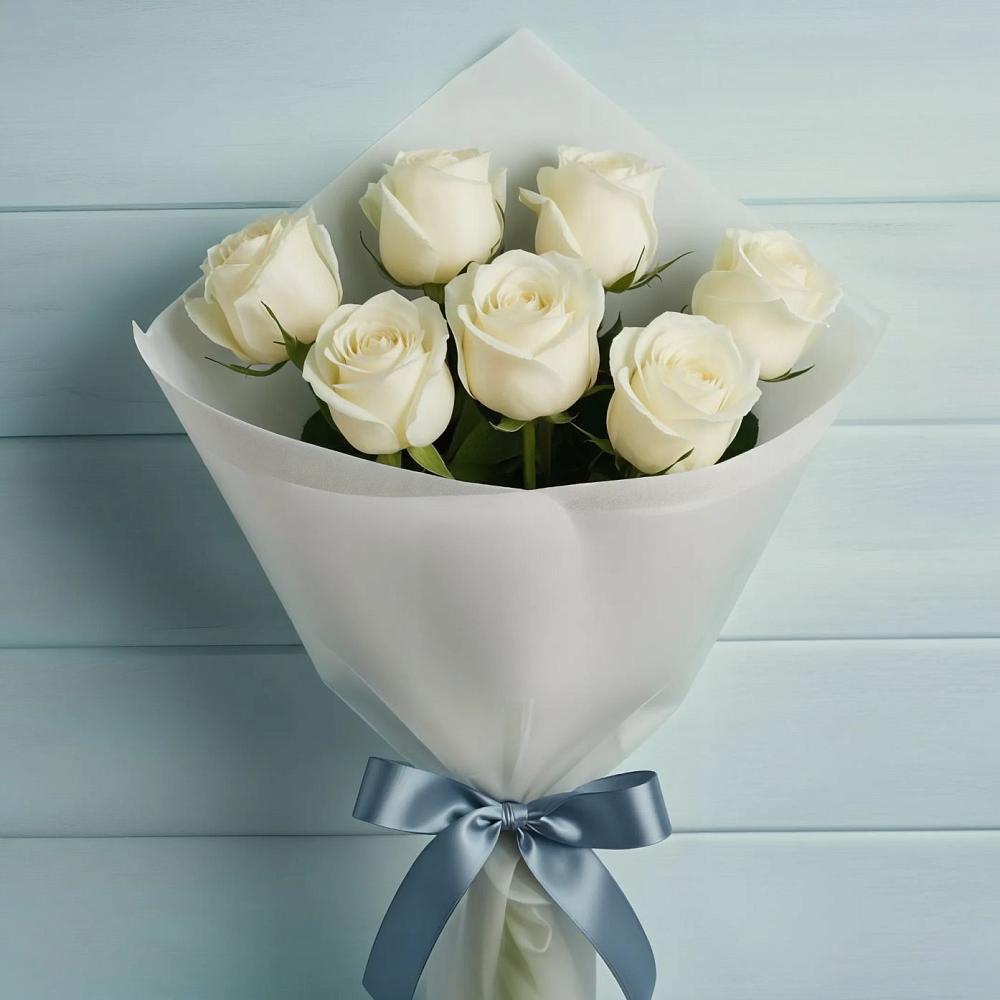 Букет 7 Белых роз Эдлесс Лав в Инсаре