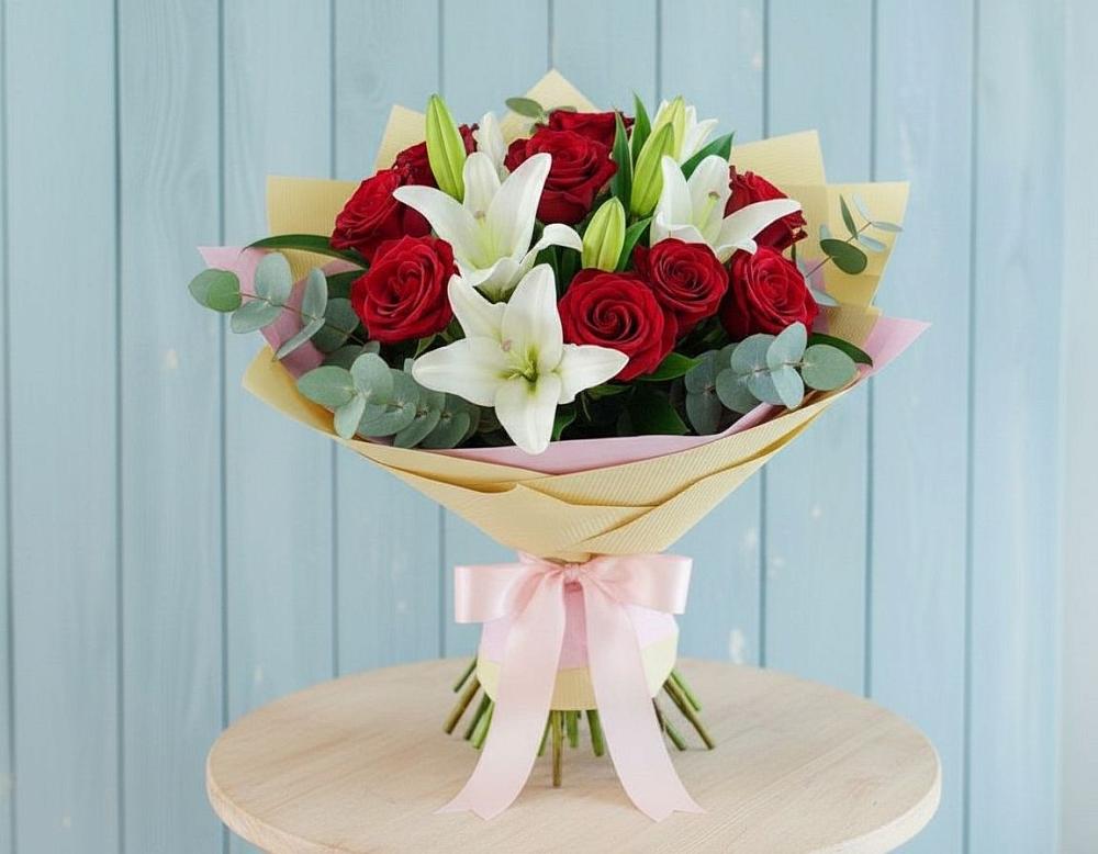 Букет цветов из: Лилии и Розы в Инсаре